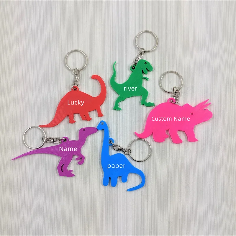 3D Printing Stainless Steel - Personalisierte Schlüsselanhänger mit 3D-gedrucktem Dinosaurier-Design, Individuelle