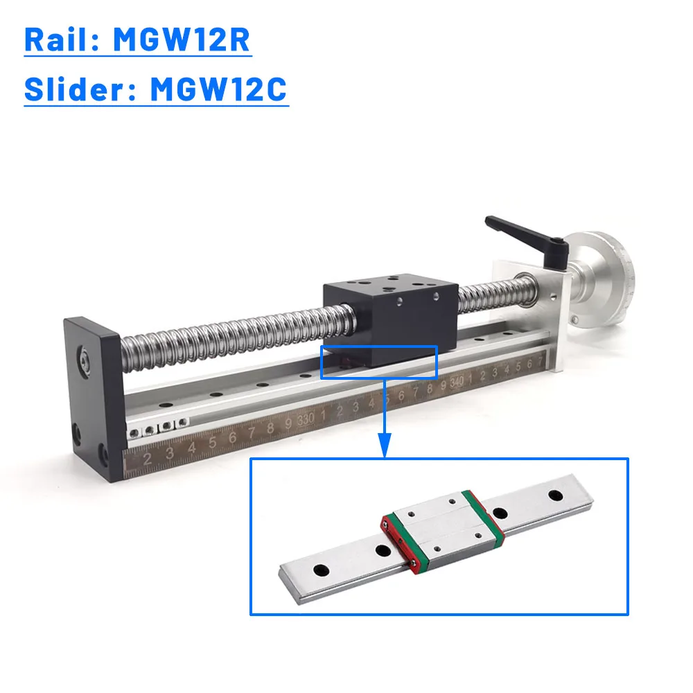 Linear Guide Rail - Bewegungsschiebetisch 100-1000mm Effektiver Hub Handrad Aluminium-Gleittisch